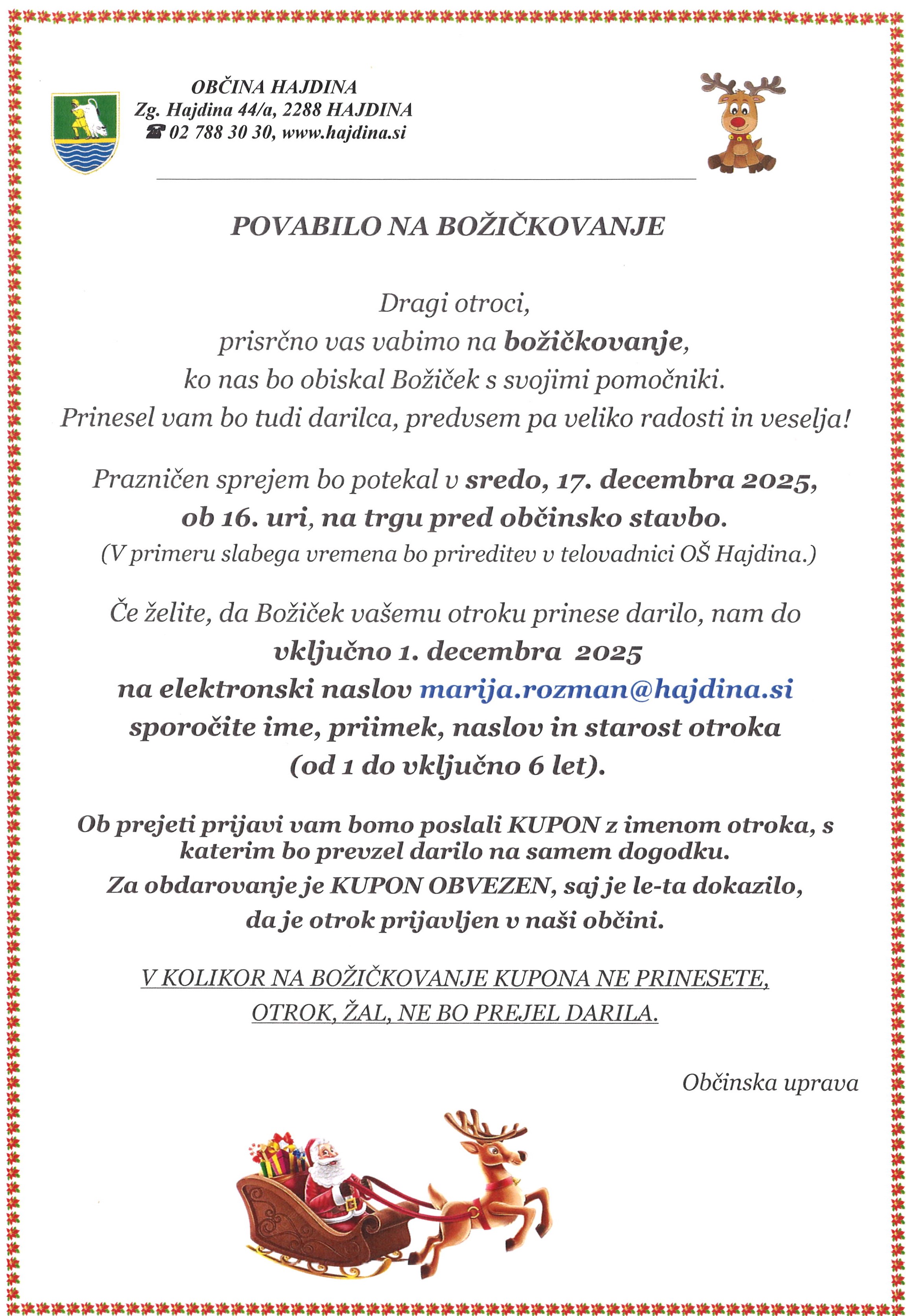 Povabilo - božičkovanje 2025